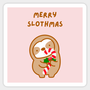 Merry Slothmas Candy Cane Sloth Sticker